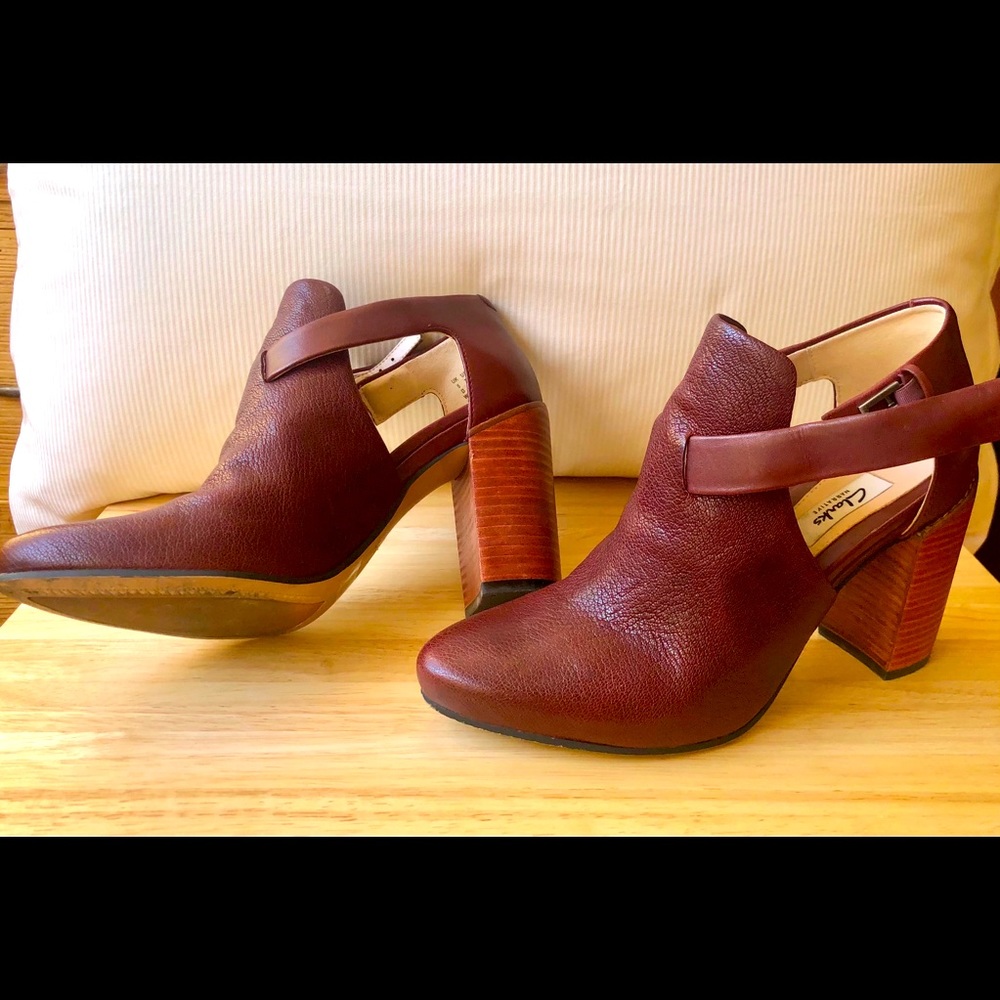 Clarks buckle ankle booties,